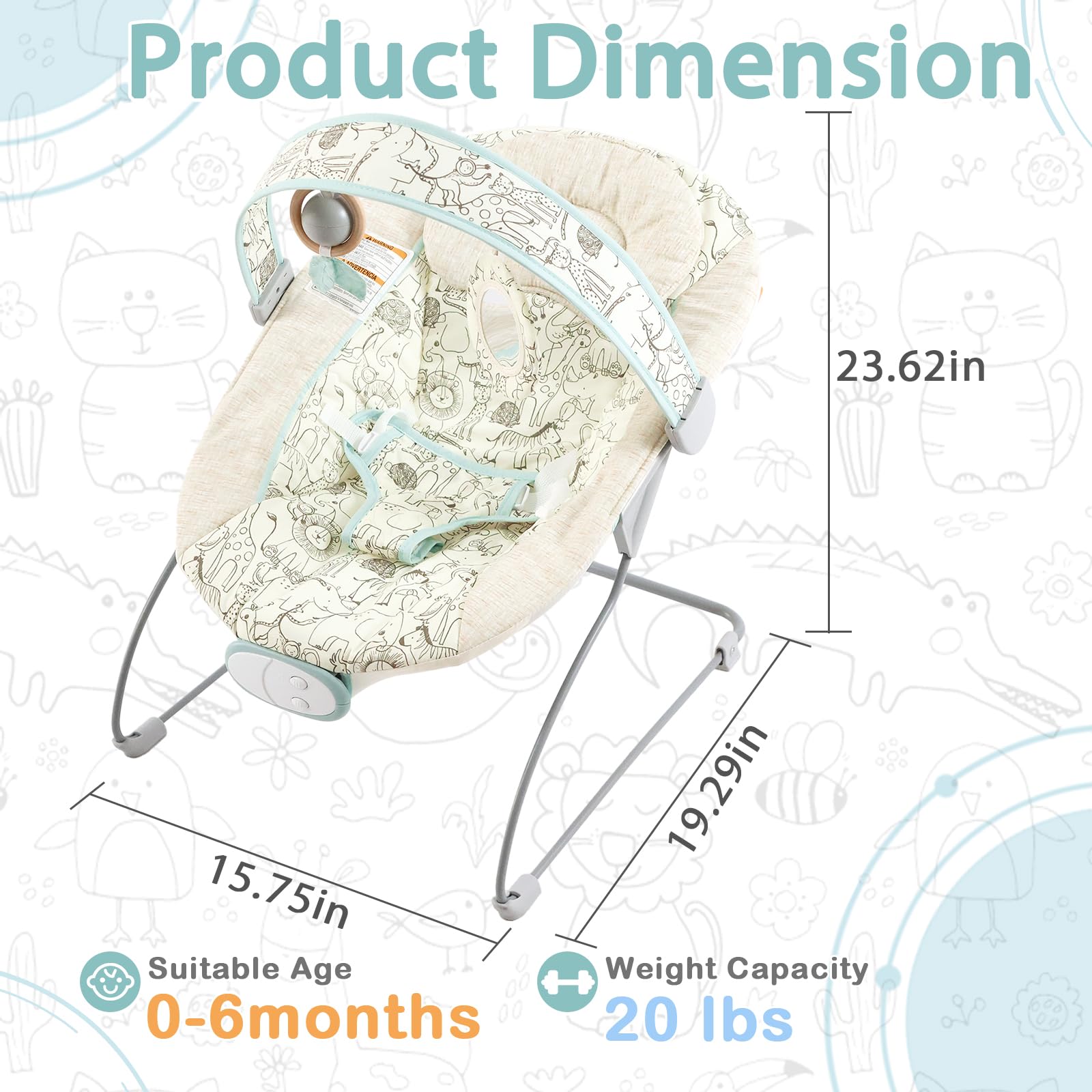 Otrolepota Baby Bouncer hanging toy view showcases interactive playtime for newborns.