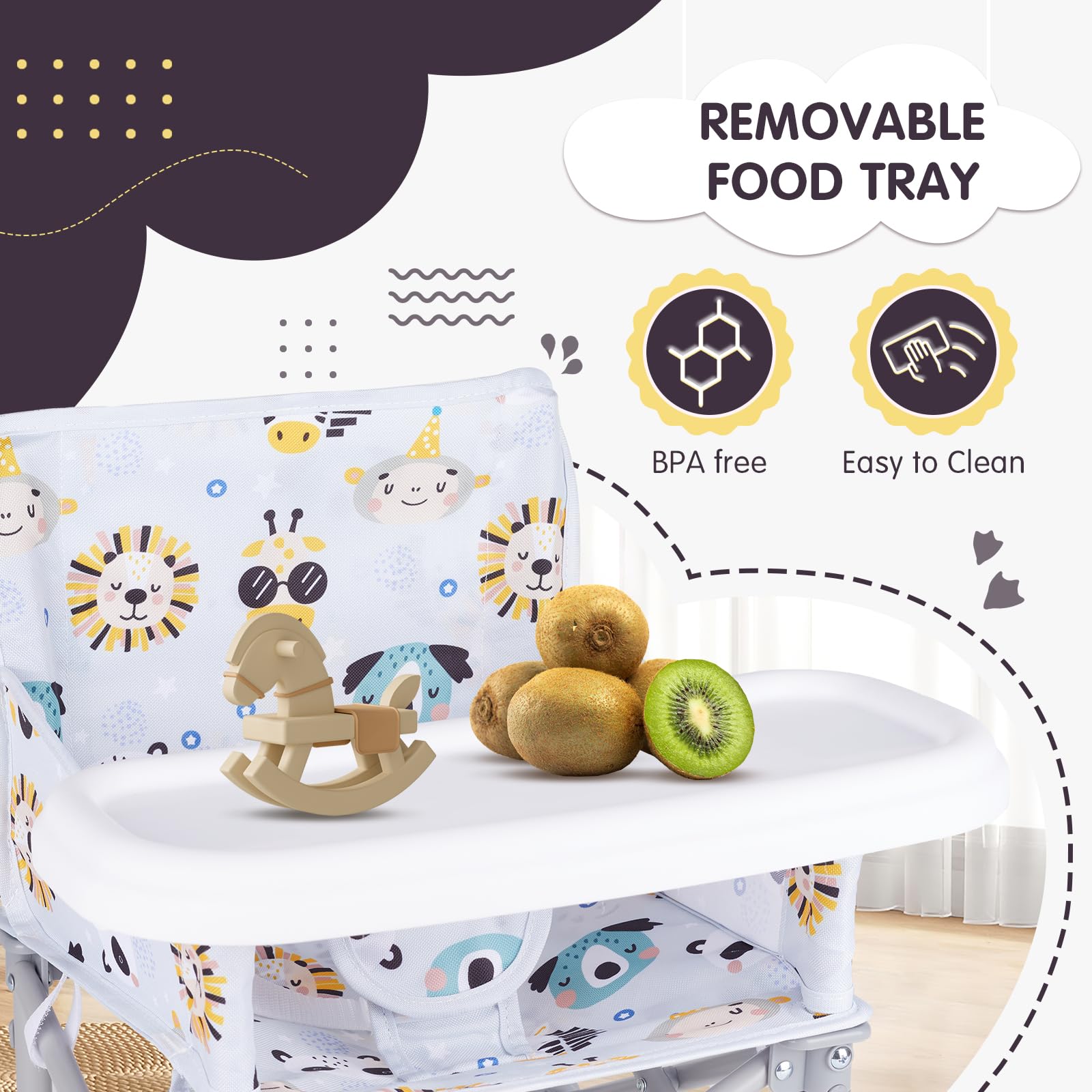 Otrolepota removable, machine-washable tray simplifies post-meal cleanup.