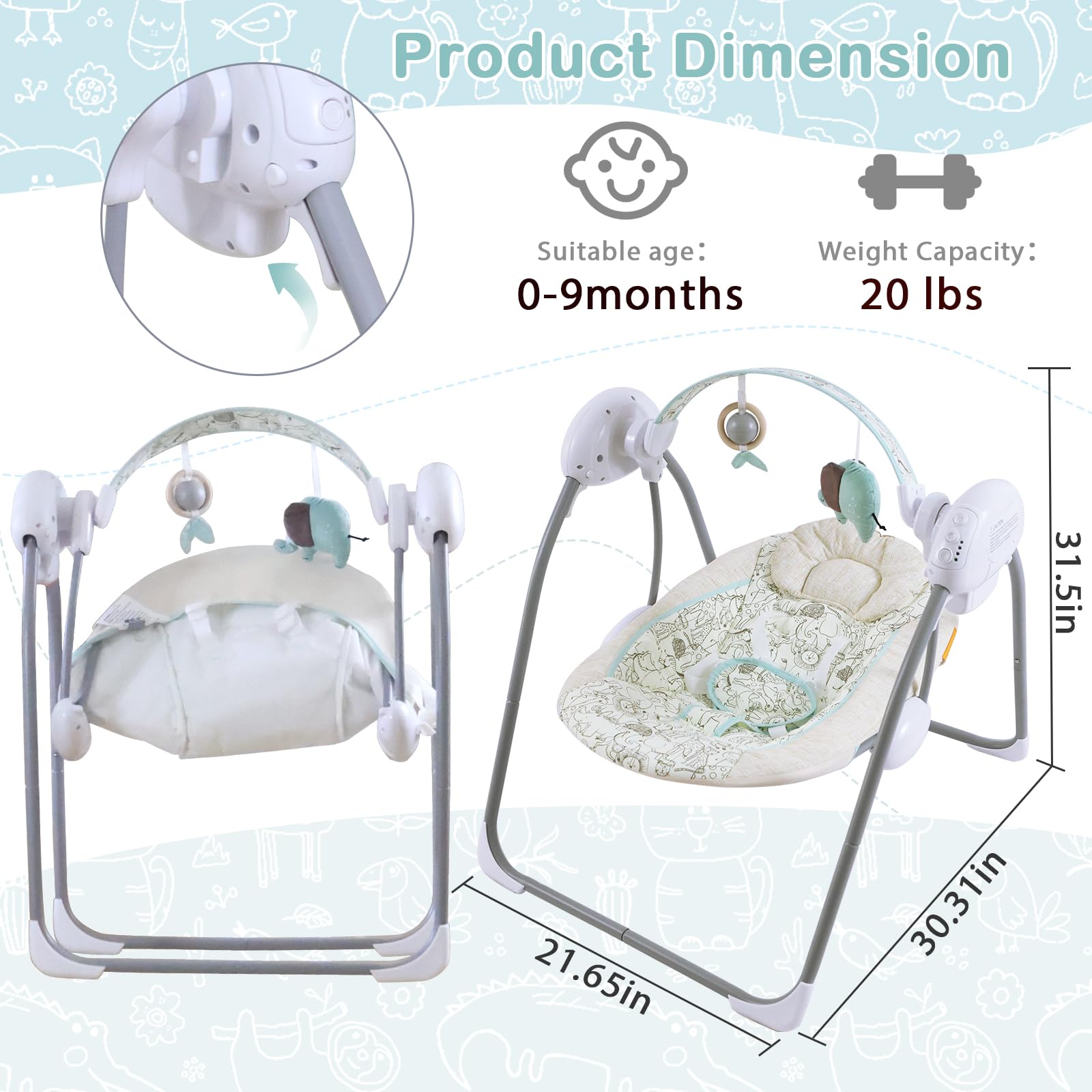 Otrolepota baby swing with soothing music melodies for comfort