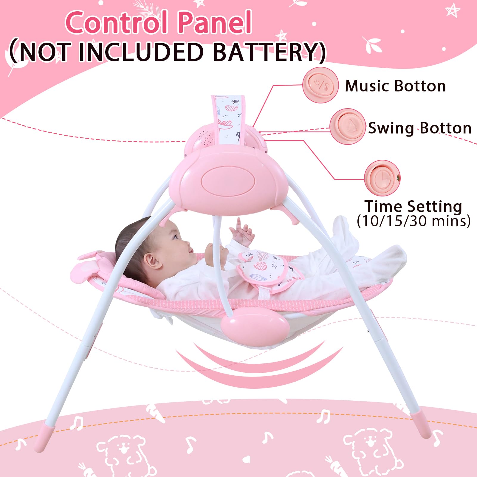 Otrolepota baby swing music speaker provides calming melodies for babies.