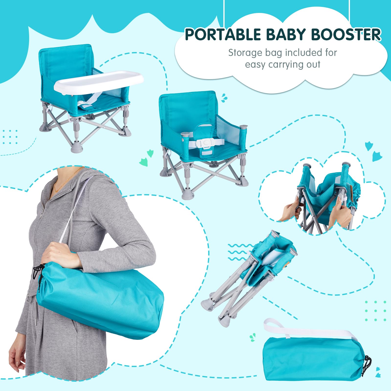 Otrolepota booster seat at dining table ready for toddler meals.