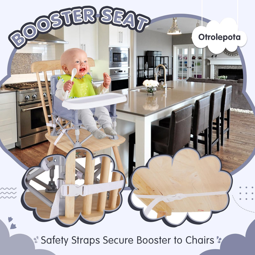 Otrolepota compact travel booster seat folded for easy carrying during trips.
