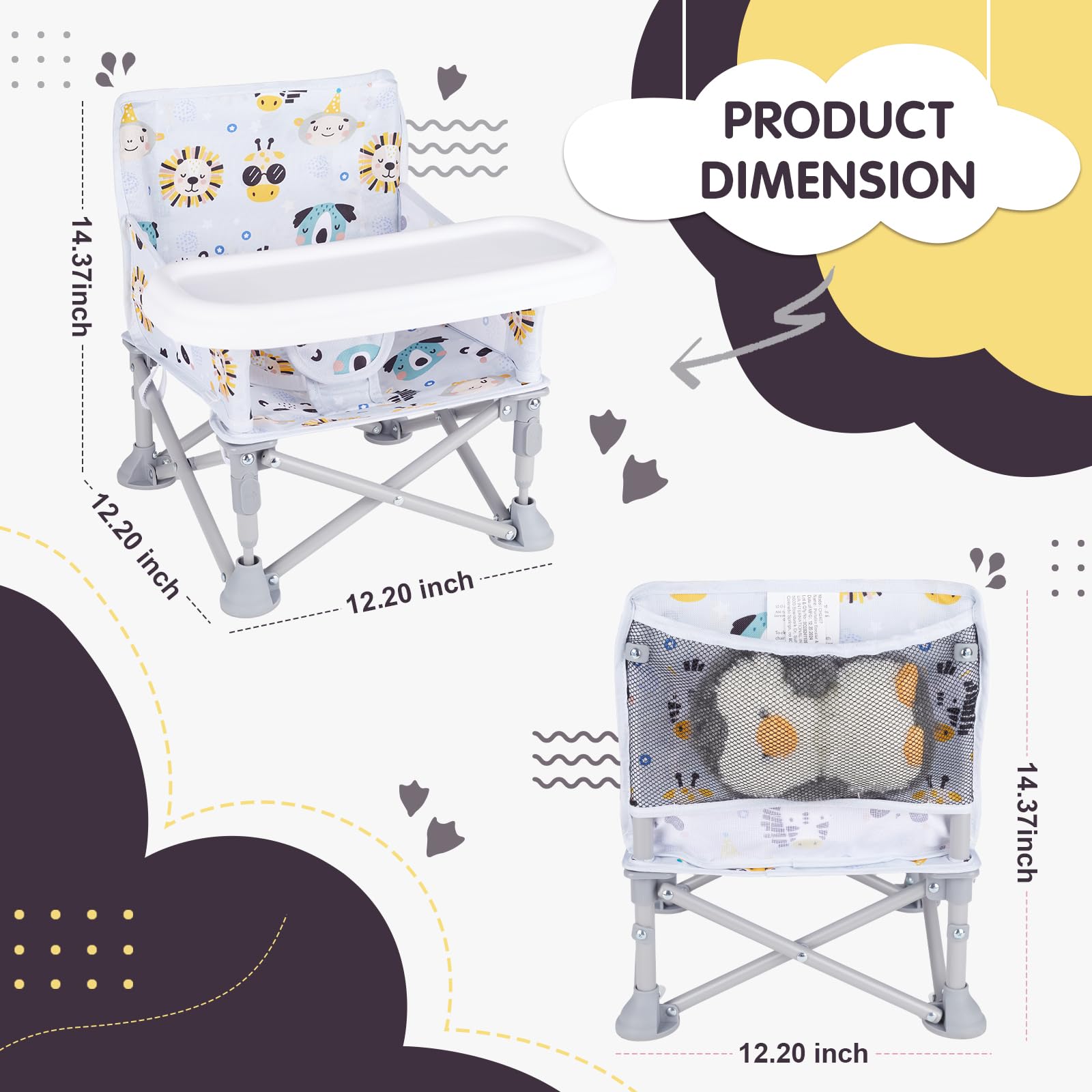 Otrolepota booster seat with tray ready for at-table dining on the go.