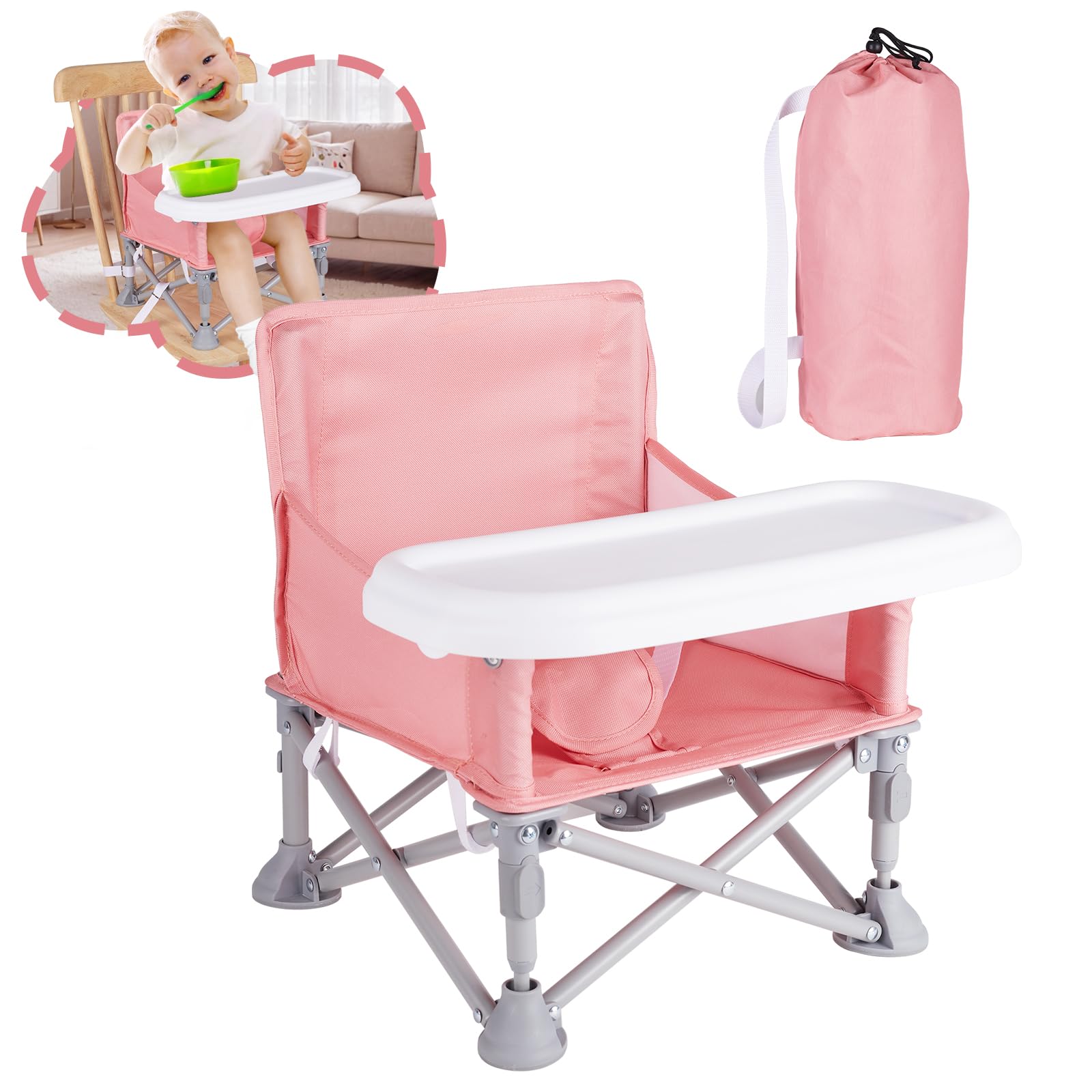 Otrolepota portable baby chair folded for easy transport and storage.