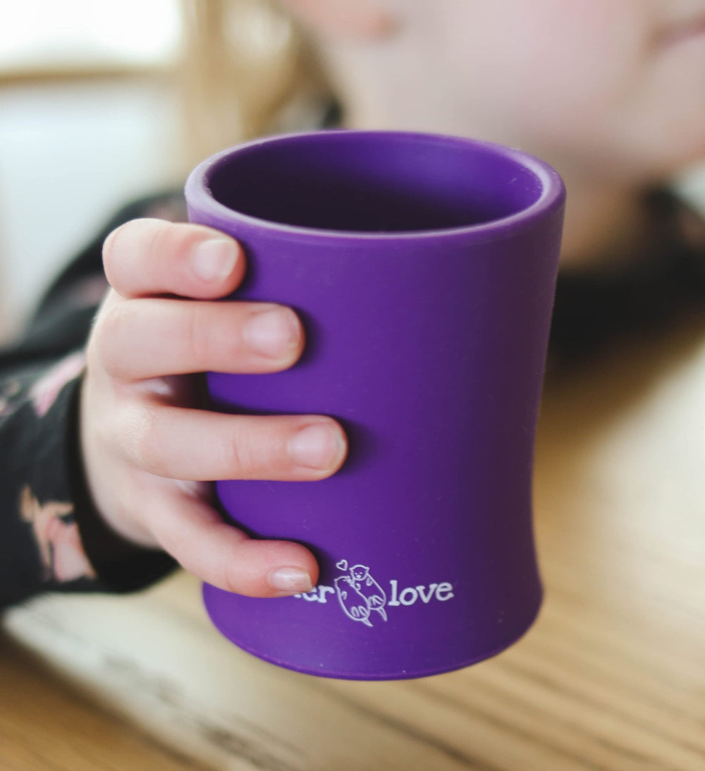 OtterLove training cup top view showcases stable wide base to reduce spills.