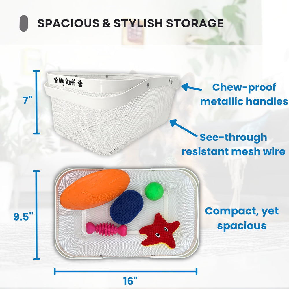 OtterPets dog toy-basket living-room setup illustrates easy accessibility and tidy organization.