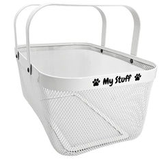 OtterPets dog toy basket metal mesh front view—durable, chew-proof storage for living rooms.