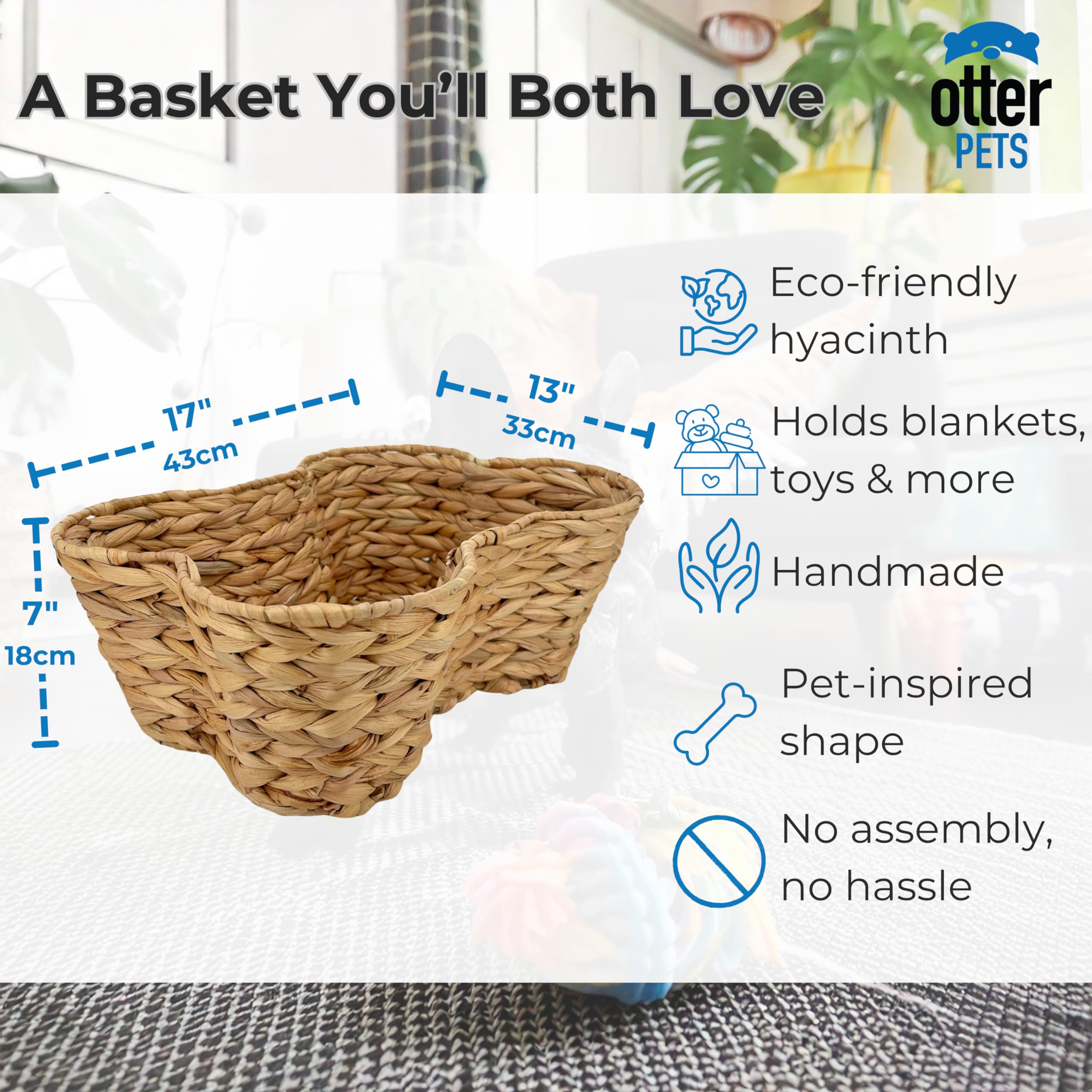 OtterPets Hyacinth basket weave close-up highlighting natural material