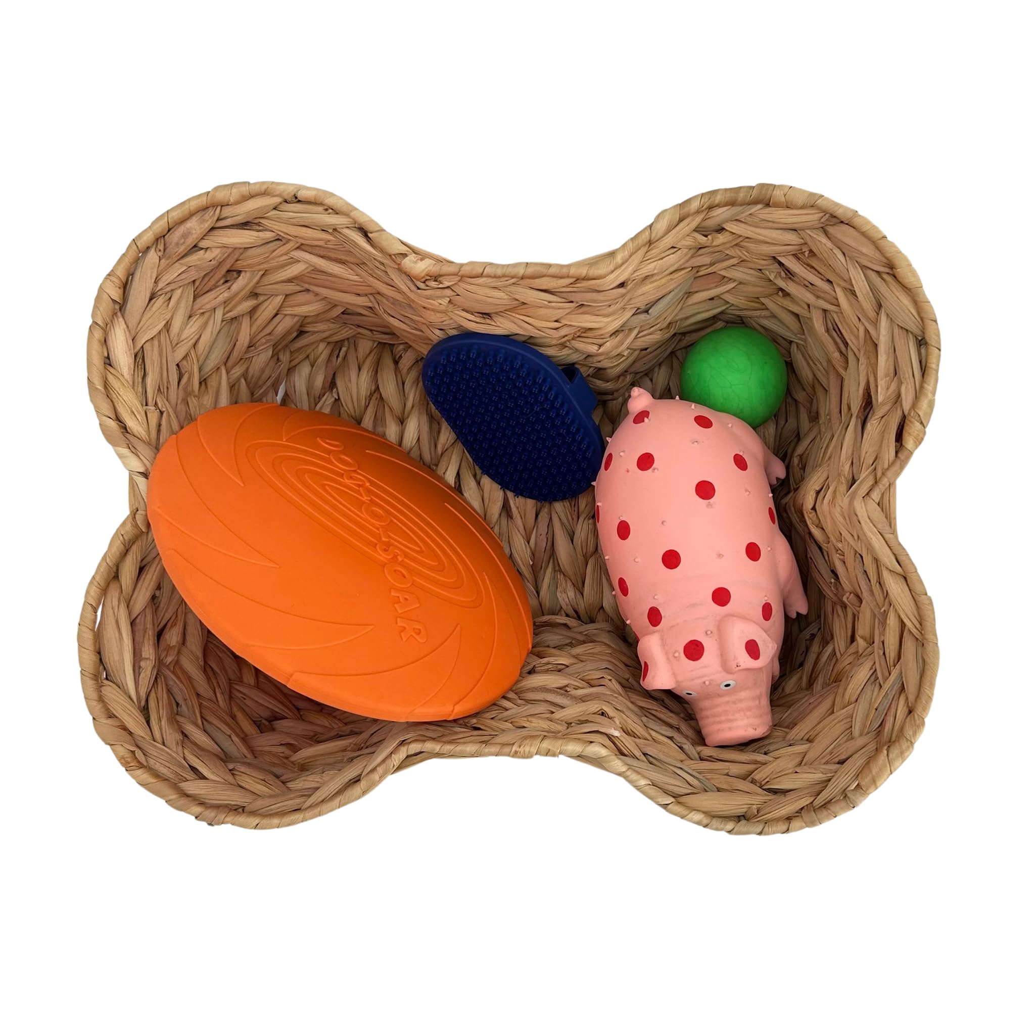 OtterPets Hyacinth bone basket on floor demonstrates portability