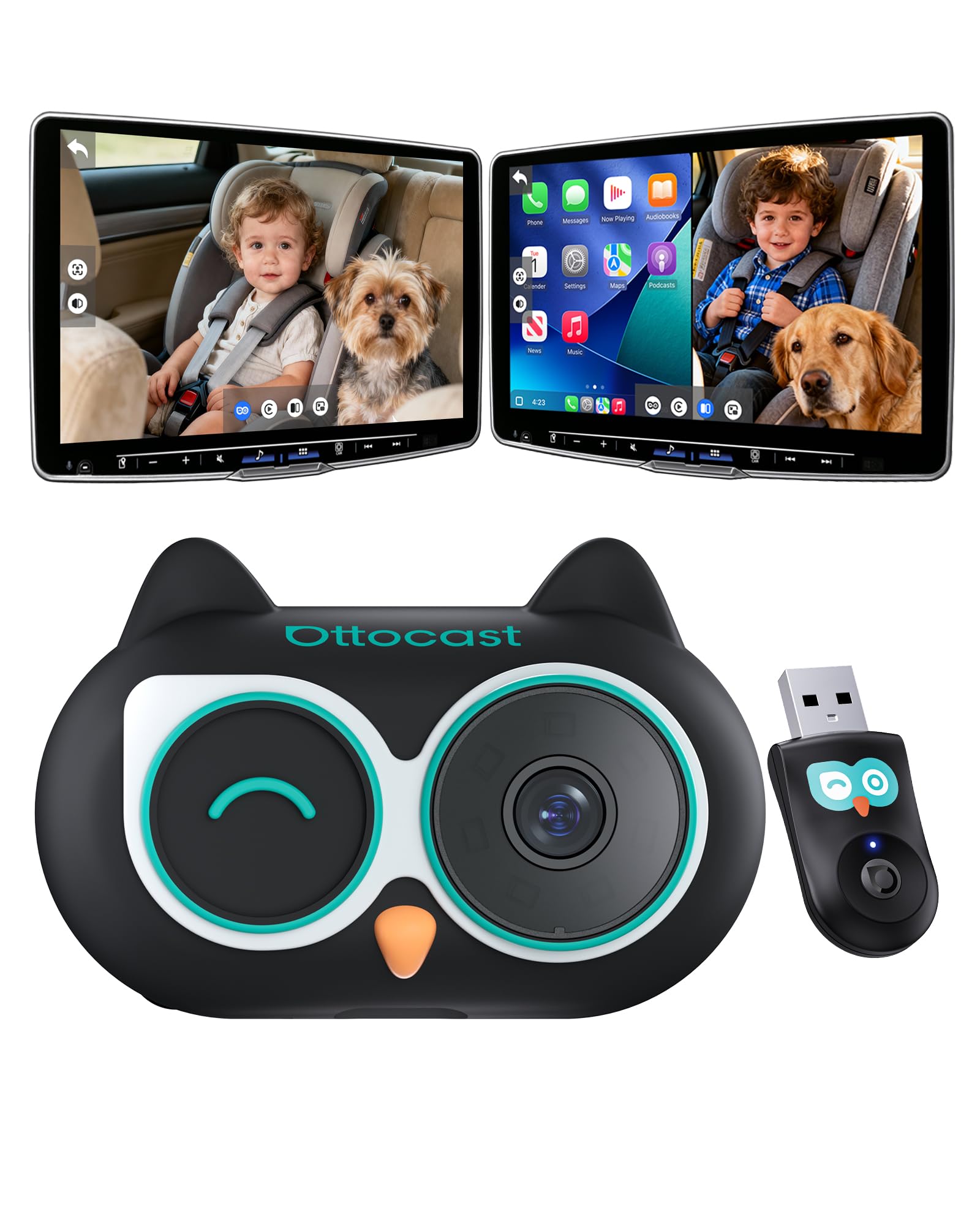 OTTOCAST baby camera back-seat 1080p display for clear infant monitoring on the factory screen