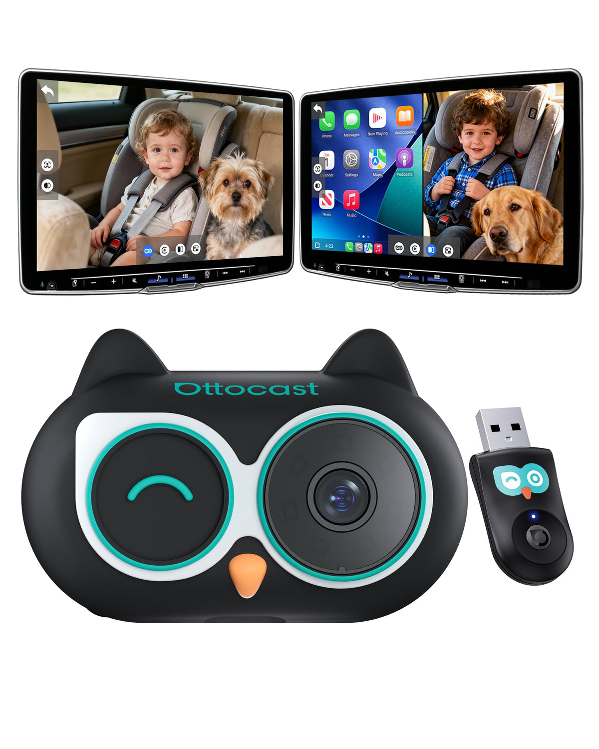 OTTOCAST baby camera back-seat 1080p display for clear infant monitoring on the factory screen