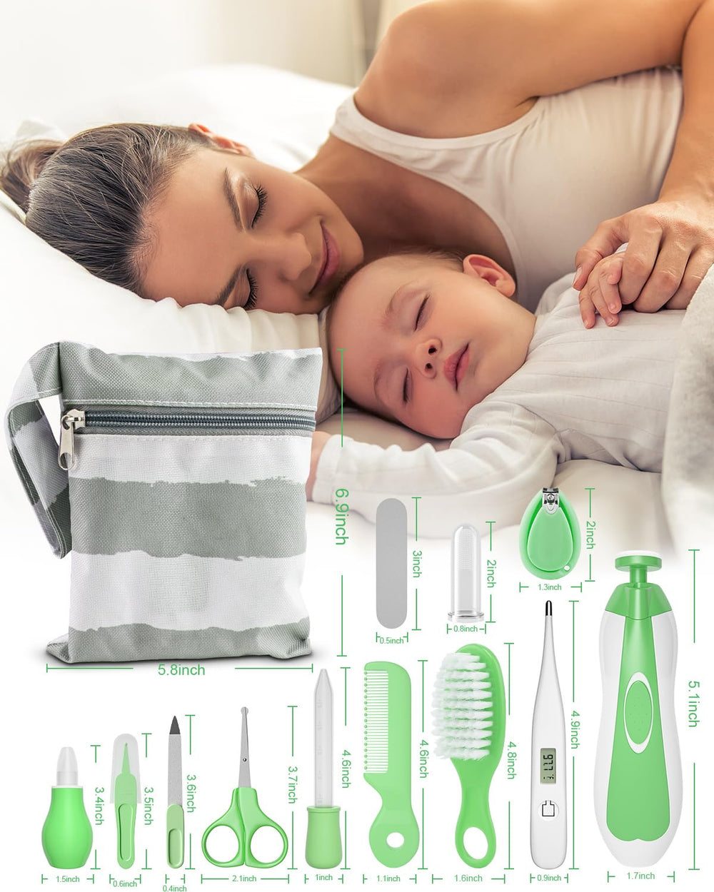 Ottolives 24-piece grooming-kit-layout presents a comprehensive newborn care set.
