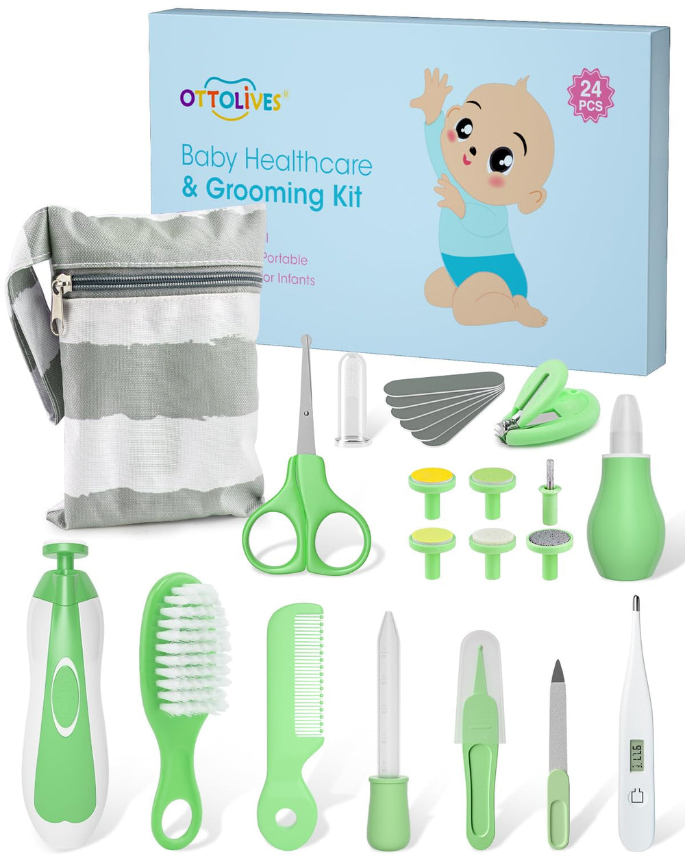 Ottolives baby electric nail trimmer with attachments provides precise, gentle grooming.
