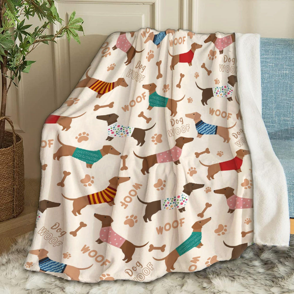 Ottoy dachshund blanket close-up shows ultra-soft fabric.