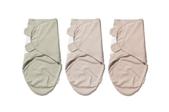 Ouch Baby Nordic Edition pack of 3 swaddles in knit fabric for newborn comfort.