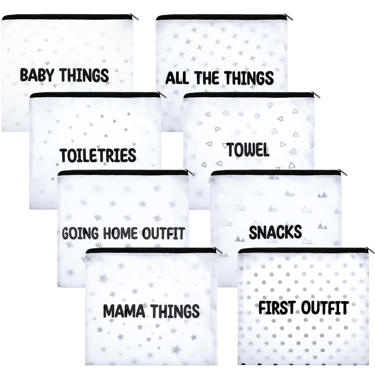 Oudain 8-pack hospital bags with zipper closure for secure organization during hospital stays