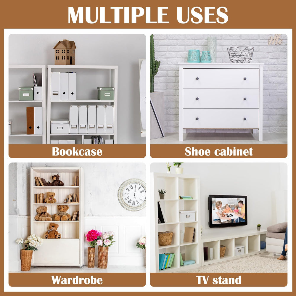 Oudain anti-tip anchors mounted on dresser showing pet-proofing in action