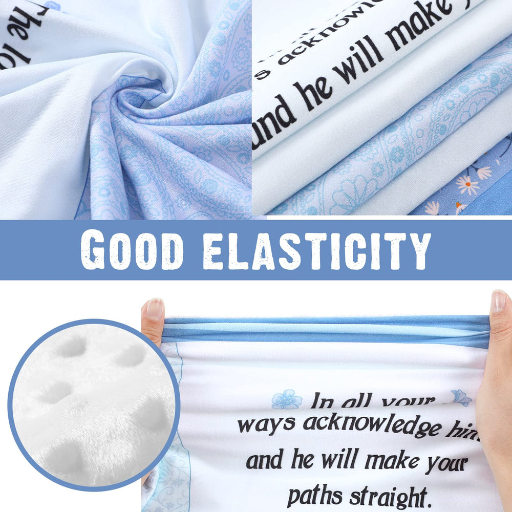 Oudain blue scripture blanket folded image highlights soft microfiber and compact portability.
