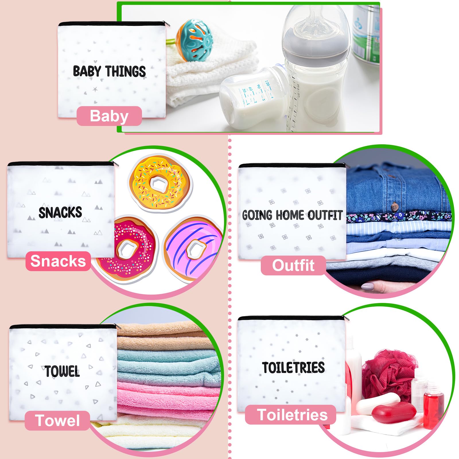 Oudain hospital bags keep toiletries and snacks neatly separated for bedside access