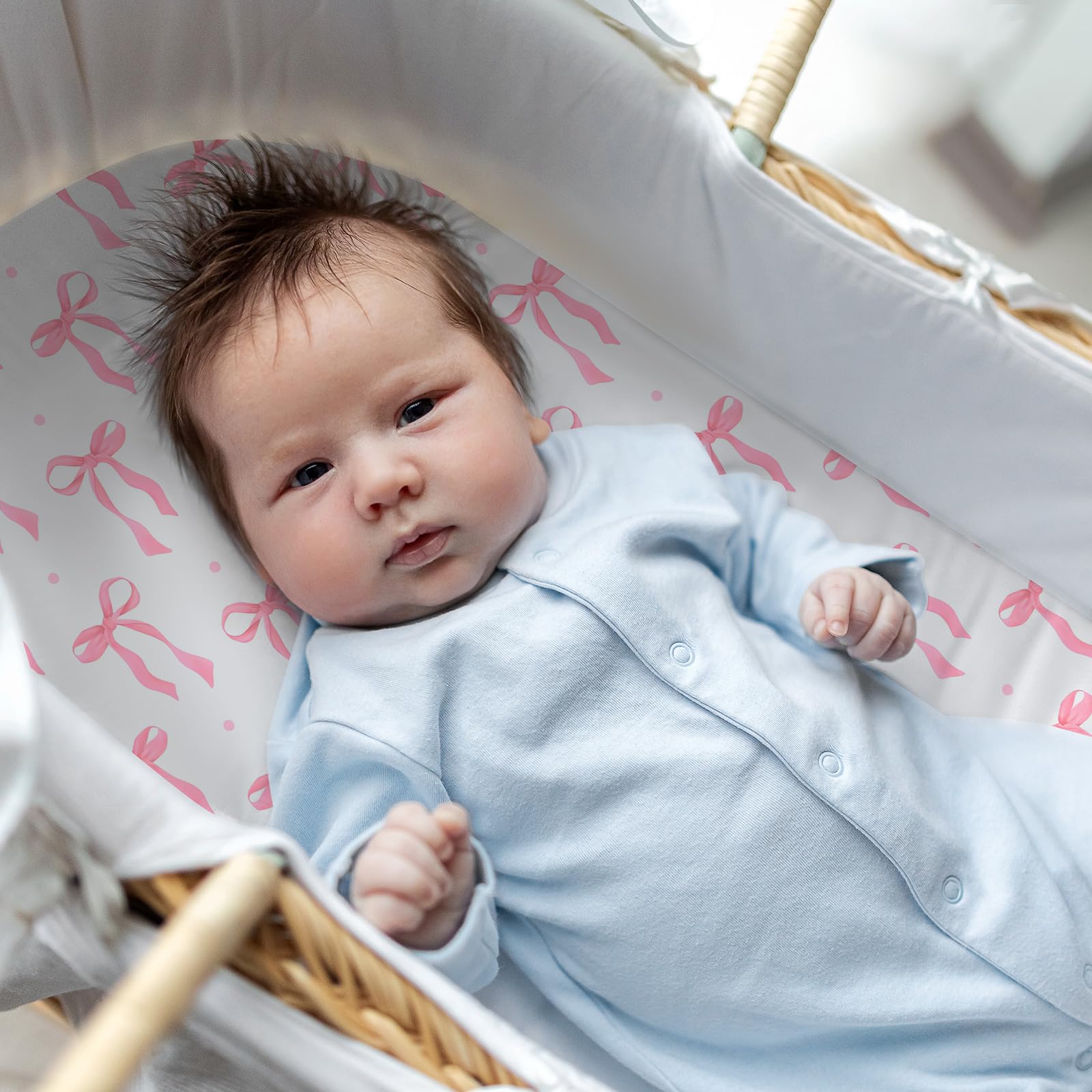Oudain nursery pink sheets decorate room while ensuring breathable, skin-friendly sleep space