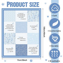 Oudain scripture-flowers design image shows vibrant blue tones and baby-friendly print.