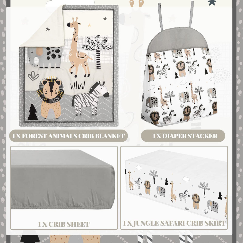 Oudain woodland animals crib sheet fits standard cribs with deep pockets.