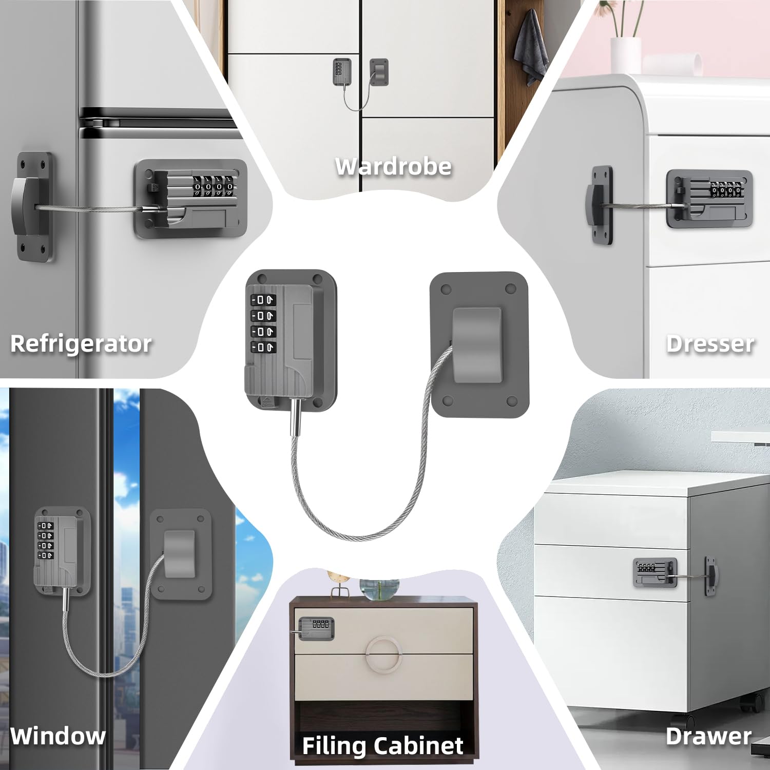 Ougourim Upgraded Fridge Lock child-pet-proofing illustrates safer spaces for families.