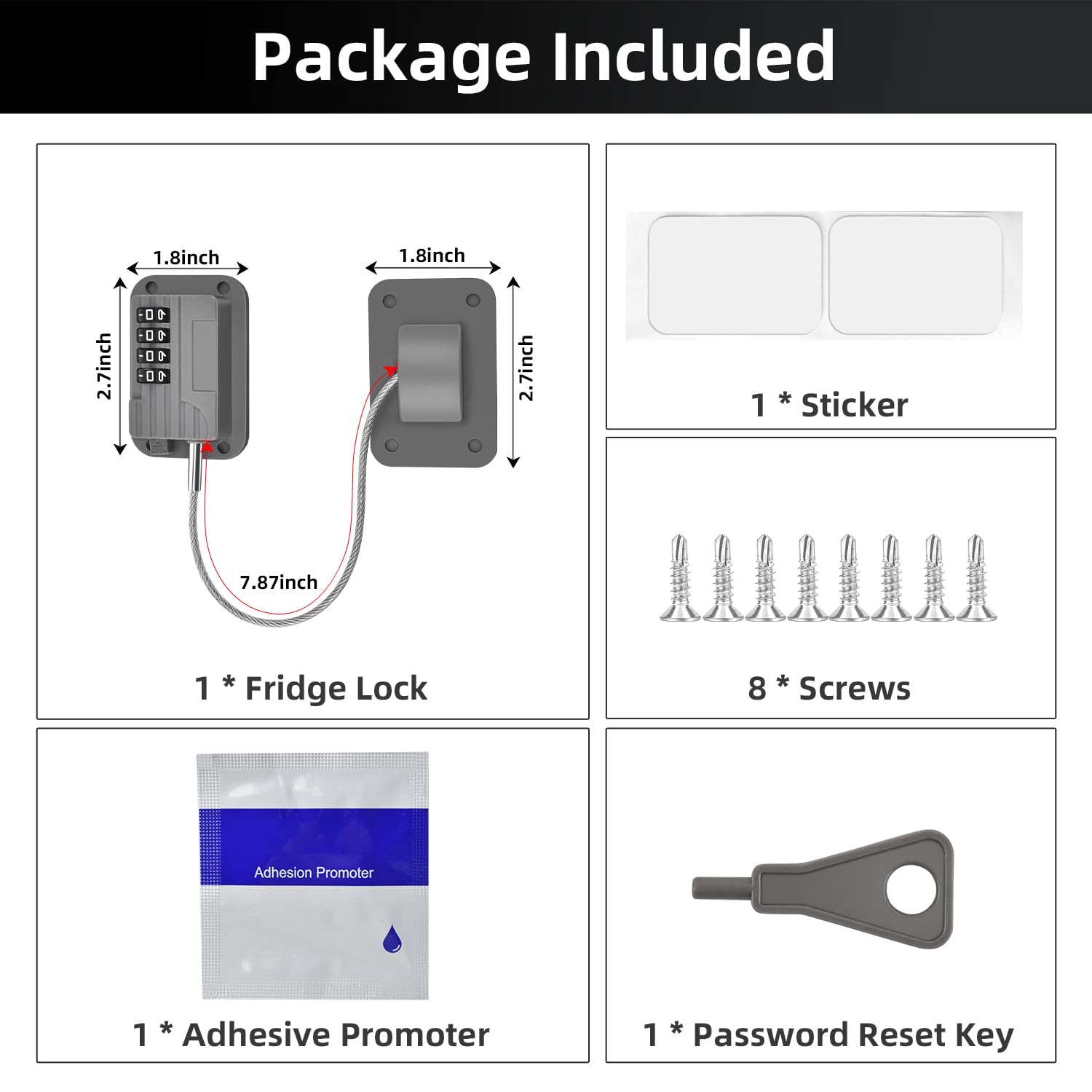 Ougourim Upgraded Fridge Lock grey product-shot showcases sleek design.