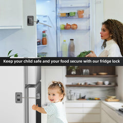 Ougourim Upgraded Fridge Lock code-setting demonstrates a customizable 4-digit access.