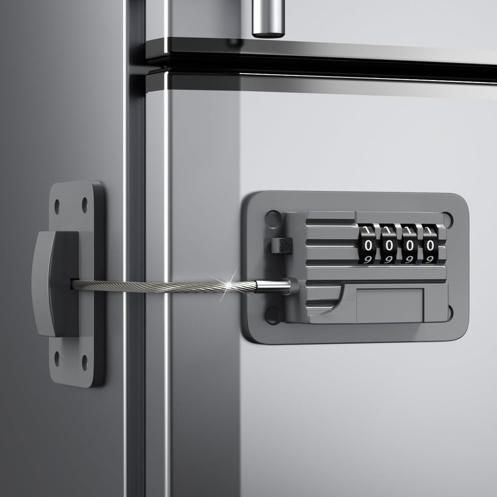 Ougourim Upgraded Fridge Lock unboxing view shows easy install and ready-to-use safety.