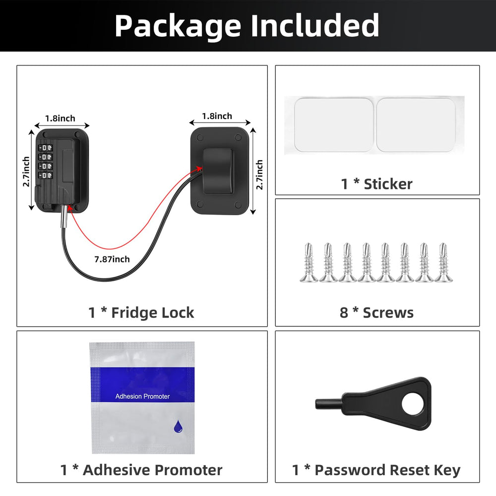 Ougourim Upgraded Fridge Lock black finish blends with surfaces