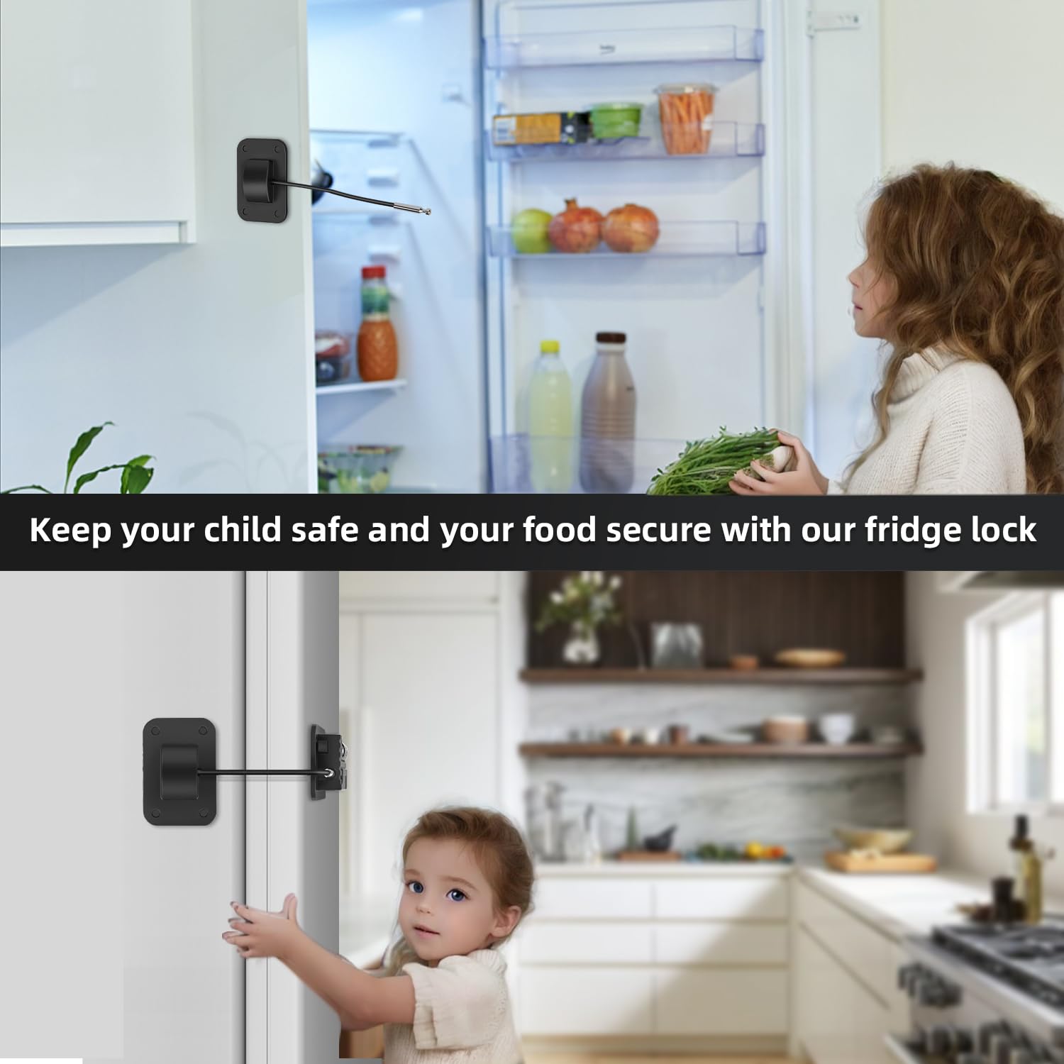 Ougourim Upgraded Fridge Lock sticker install demonstrates tool-free setup