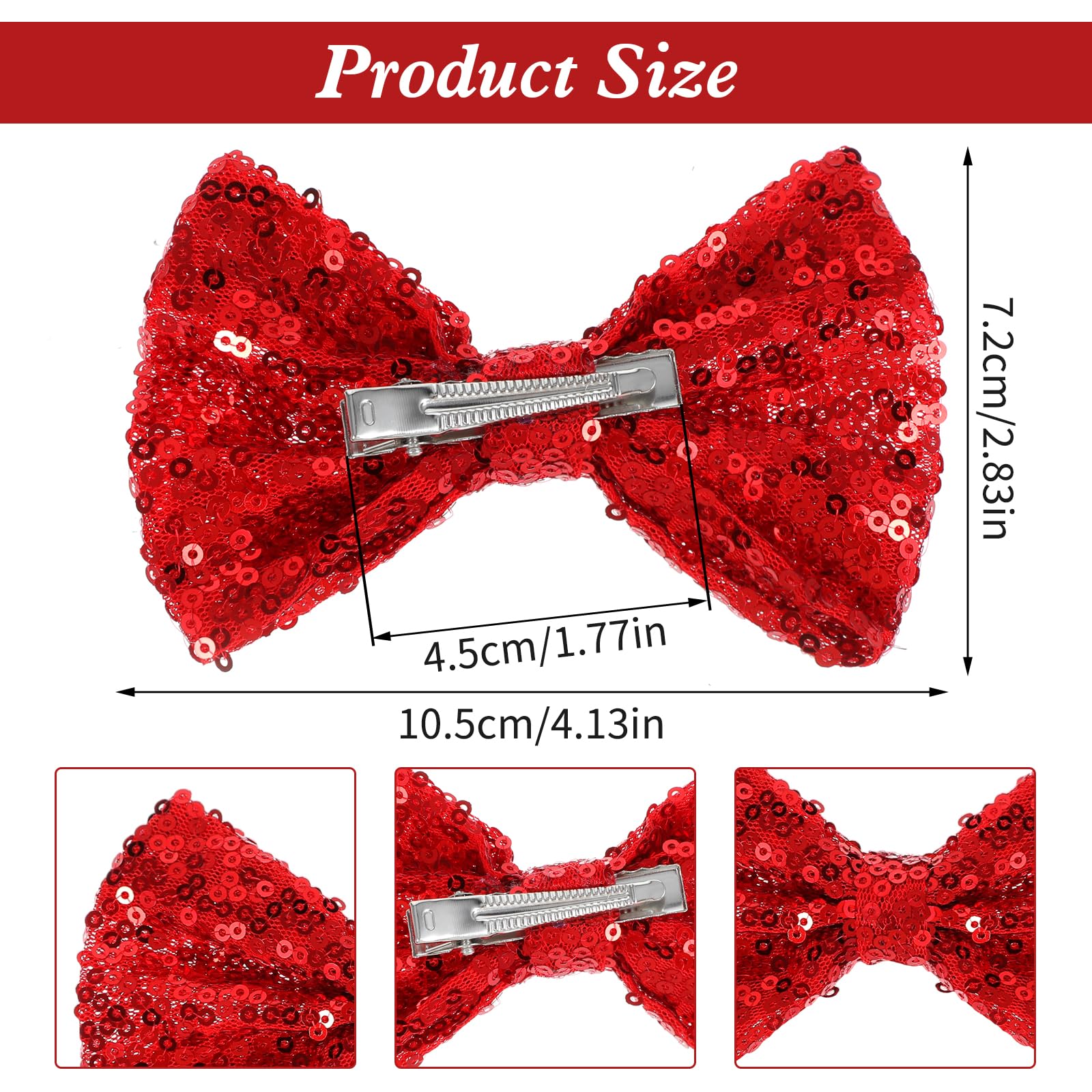 Ouligay Christmas hair bow detail on clip highlights fashionable accessory.