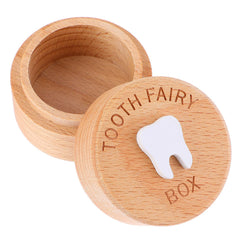 Ouligay Tooth Fairy Box close-up reveals 3D carved wood for a precious baby teeth keepsake.