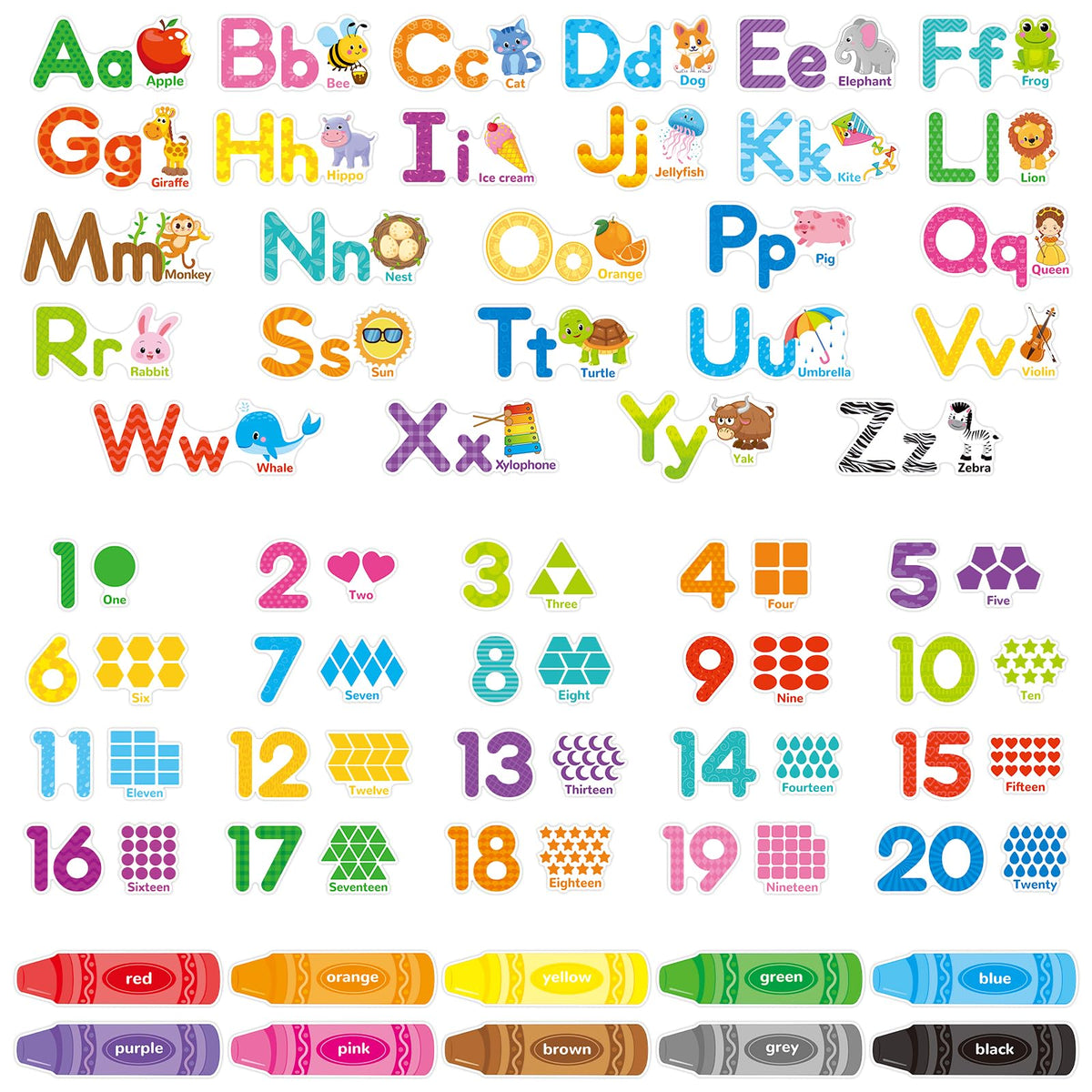 OUNENO animal alphabet numbers wall decals brighten classrooms with colorful letters
