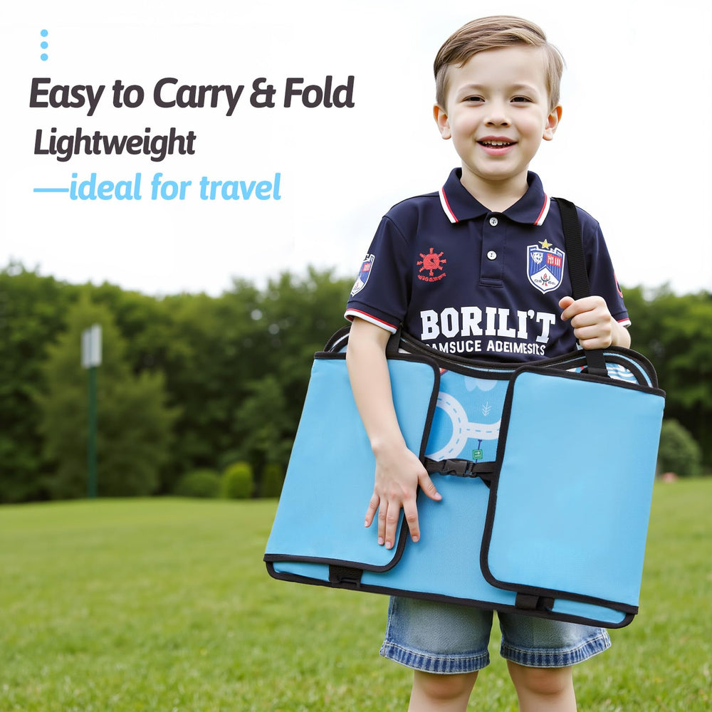 OUOZZZ Kids Travel Tray multi-pocket foldable keeps devices organized
