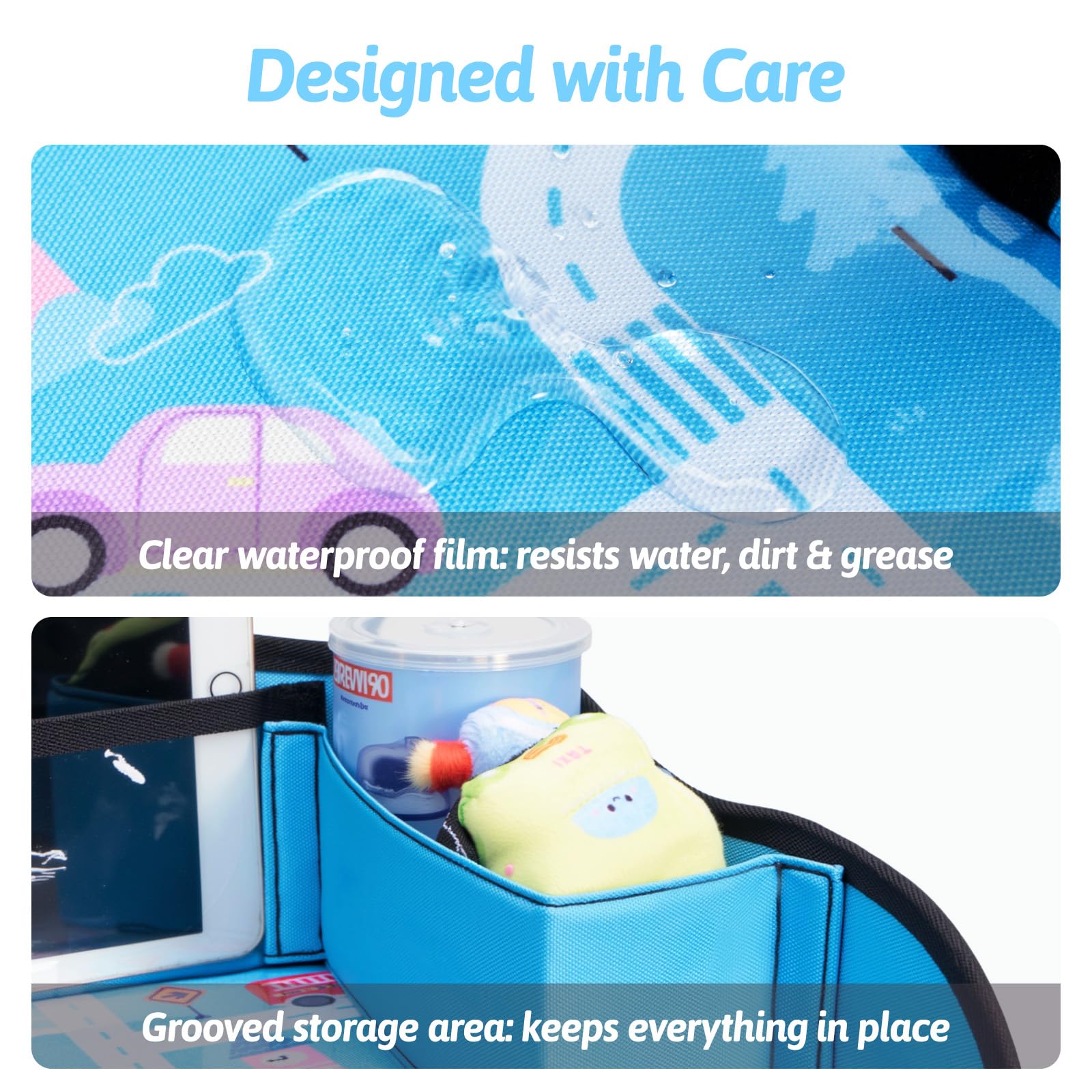 OUOZZZ Kids Travel Tray waterproof mat protects meals and crafts