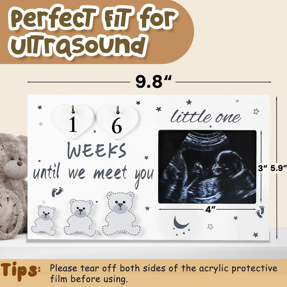 OurWarm ultrasound picture frame countdown wooden numbers helps track weeks until your baby's arrival.