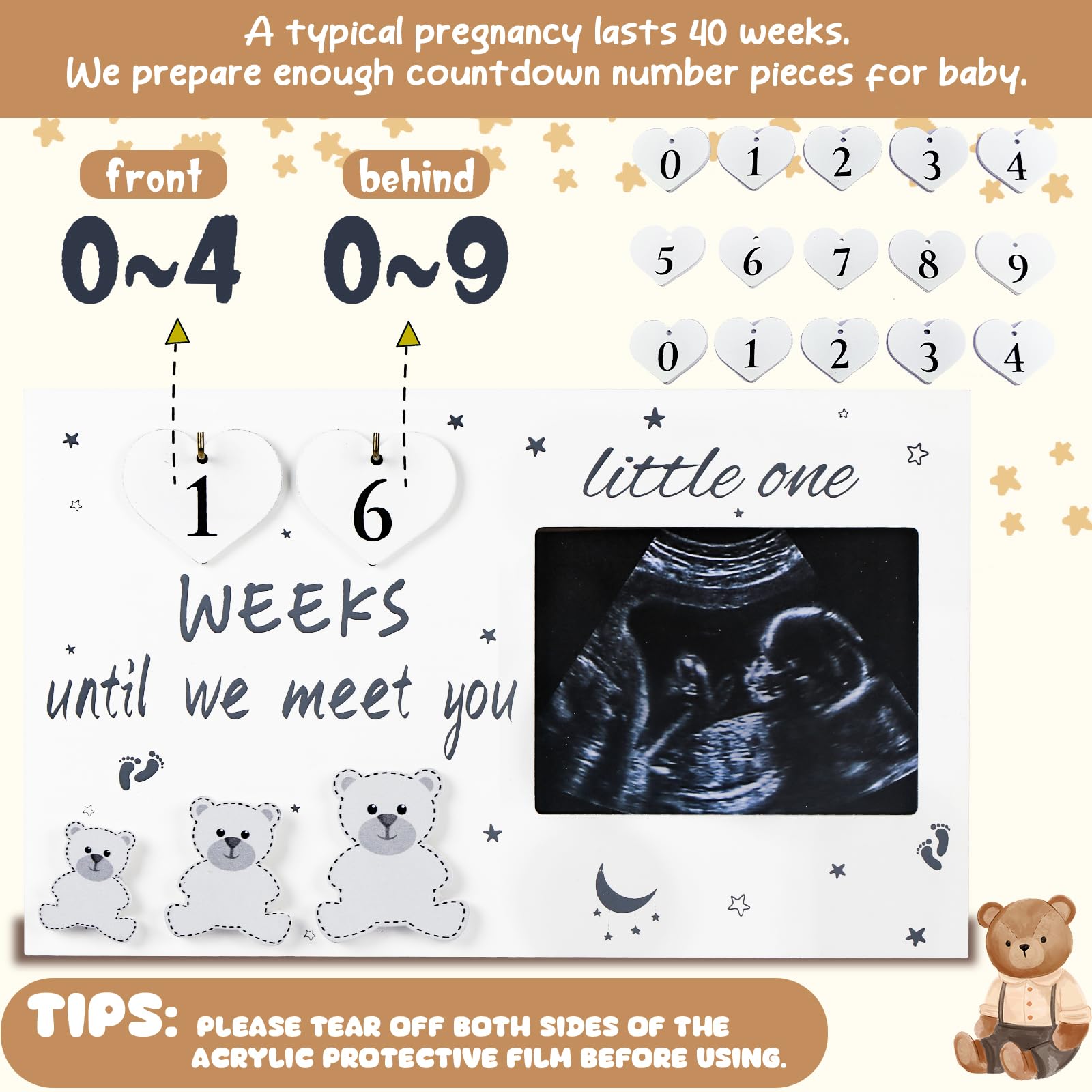 OurWarm ultrasound picture frame weeks until we meet you emphasizes anticipation in a warm display.