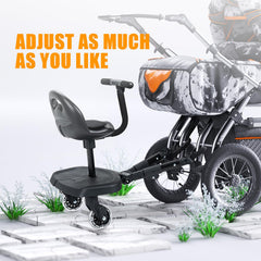 OUSEXI stroller board seat attachment lets kids sit comfortably while you push.