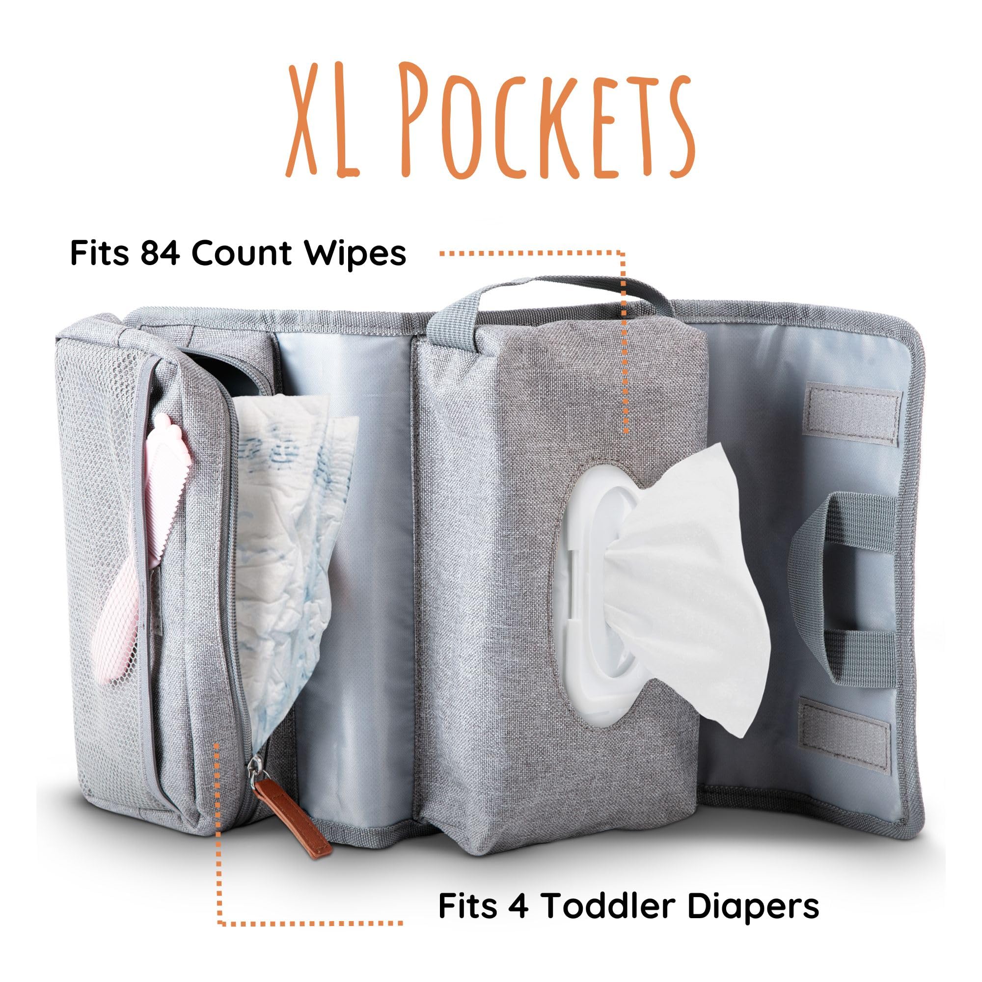 Outbound Basics diaper pouch fits four toddler diapers for easy restock.