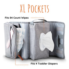 Outbound Basics diaper pouch fits four toddler diapers for easy restock.