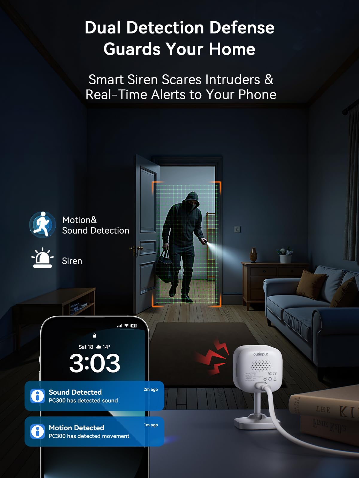 Outinput indoor camera 2-Way Audio for talking to family or pets