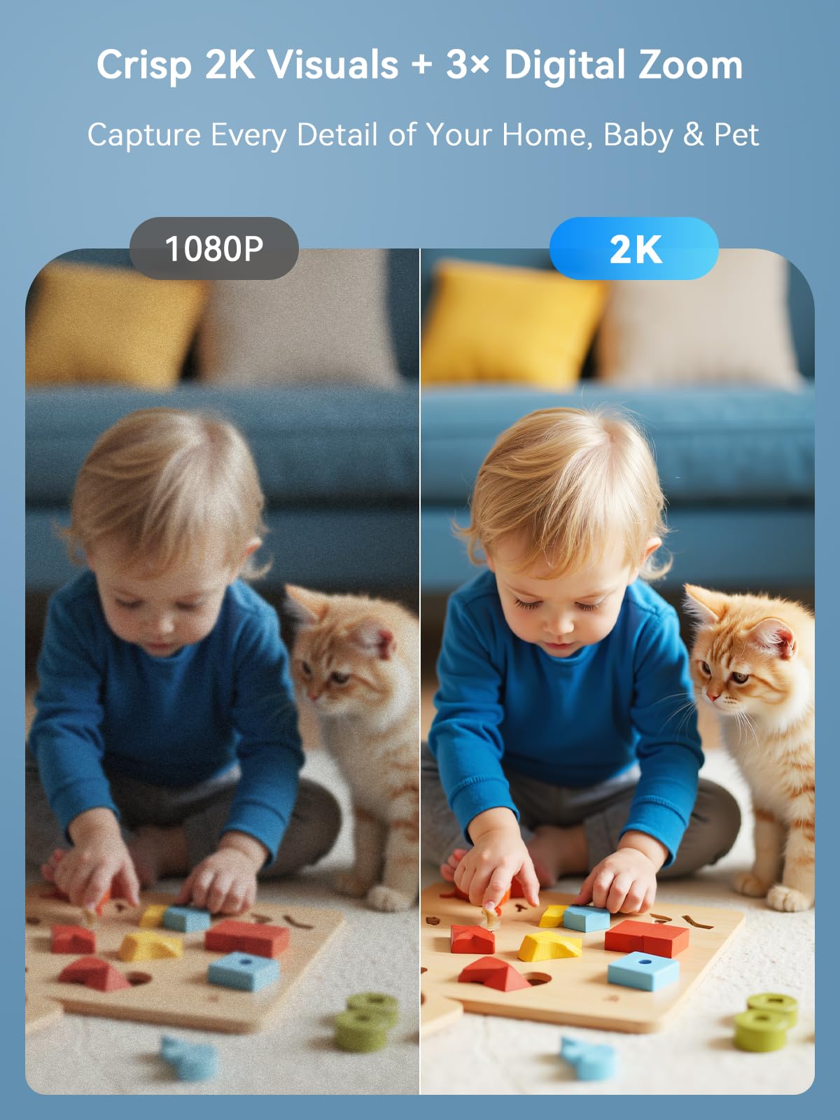 Outinput indoor camera AI-powered alerts for motion, sound, and cry detection