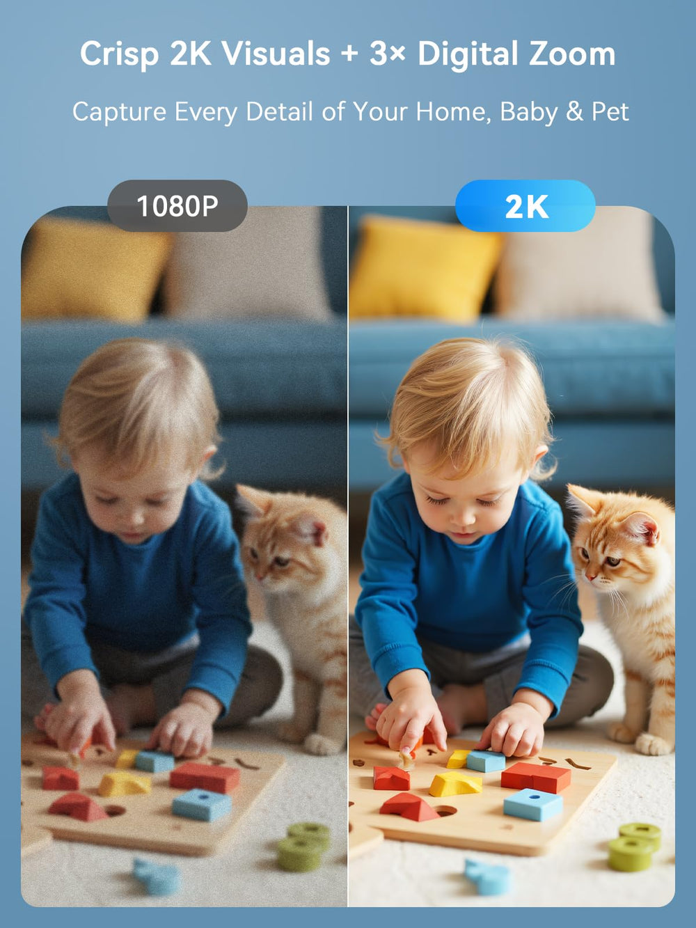 Outinput indoor camera AI-powered alerts for motion, sound, and cry detection