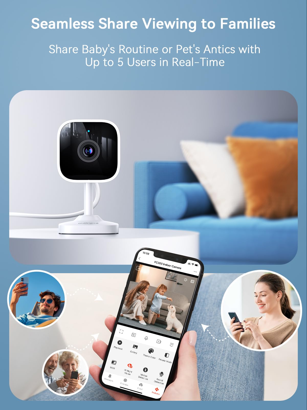 Outinput indoor camera compact and discreet design fits any room
