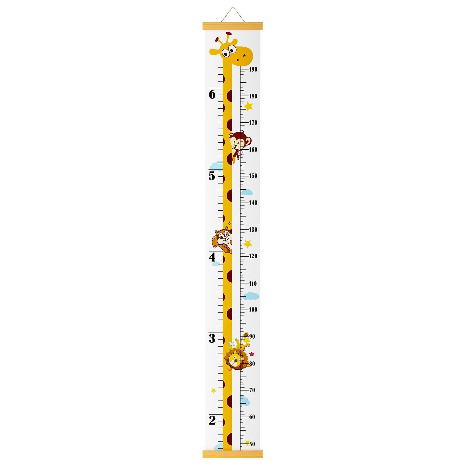 Outivity baby height growth chart canvas with giraffe pattern for nursery decor and milestones.