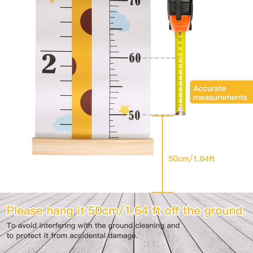 Outivity waterproof canvas height chart with wood rope for durable wall hanging.