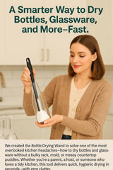 Outta Space Bottle Drying Wand compact travel-ready, tucked neatly in a bag.