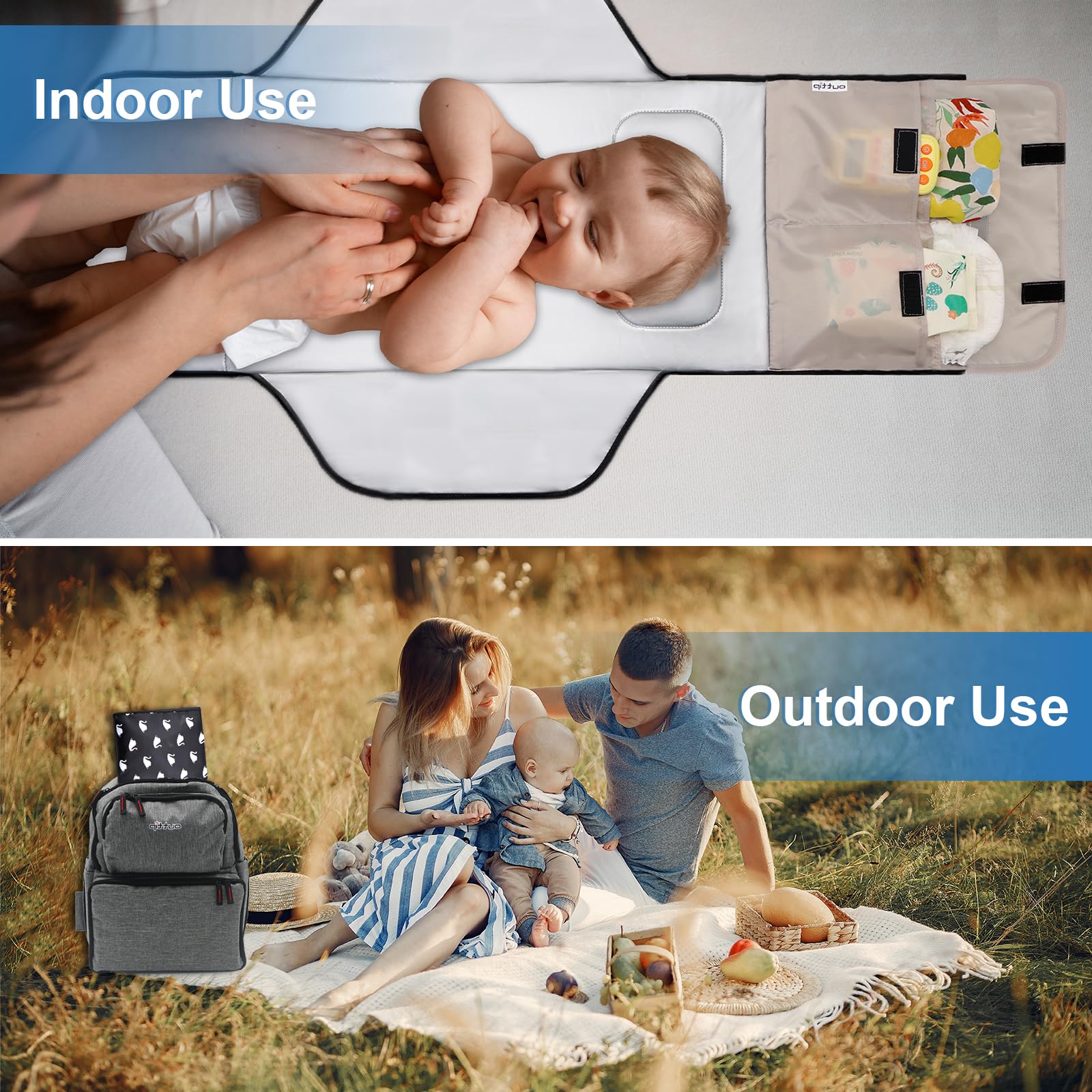 Outtip changing-pad gift-ready-design-snails-elephants-swans: cute prints appeal to babies and parents.